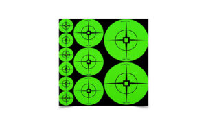 Green shooting targets set on black background