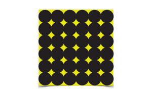 Black circle pattern on yellow background