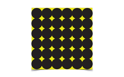 Black circle pattern on yellow background