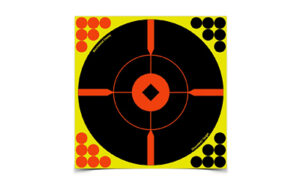 Multicolor bullseye target for shooting practice.