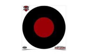 Red and black circle target design.