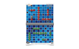 Battleship game board with ships and markers