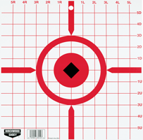 Red bullseye target with grid pattern