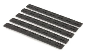 Five black nonslip grip tape strips arranged parallel