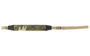 Camouflage gun sling with tan adjustable straps