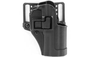 Black gun holster with belt attachment