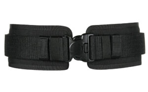 Black tactical belt with buckle closure