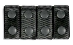 Black four-button strap fastener for clothing