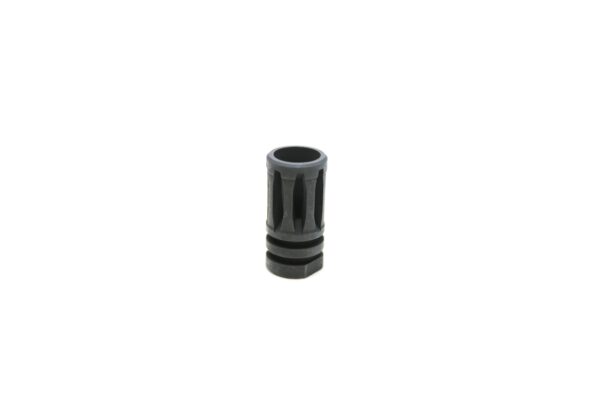 Black rifle flash hider on white background