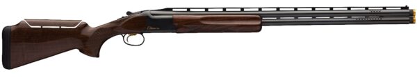 Side view of an over-under sporting shotgun.