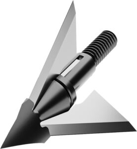 Sharp black broadhead arrow tip for hunting