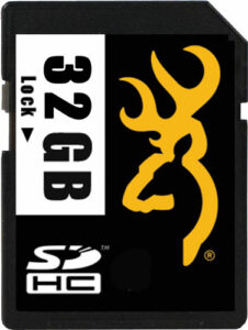 32GB SD card with deer logo.