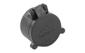Black flip-up lens cover for optics