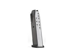 Single gun magazine against white background.