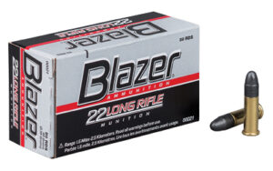 .22 long rifle ammunition box and bullets.