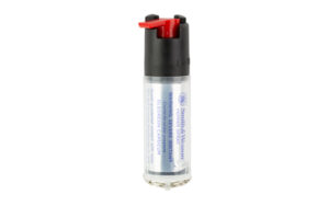 Pepper spray canister with safety lock.