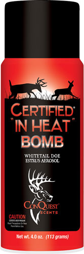 Whitetail doe estrus scent aerosol bottle.