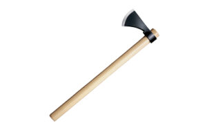 Wood-handled hatchet with sharp blade