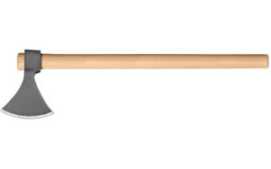 Wooden handle axe with steel blade