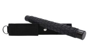 Black textured handle with strap and ring