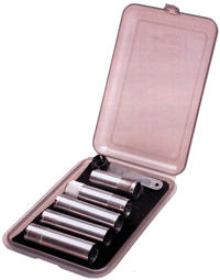Socket set in open plastic case