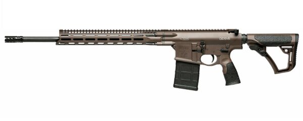 Modern rifle with brown finish and black details