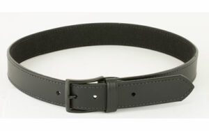 Black leather belt with buckle