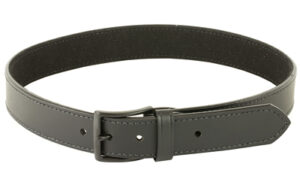 Black leather belt with buckle