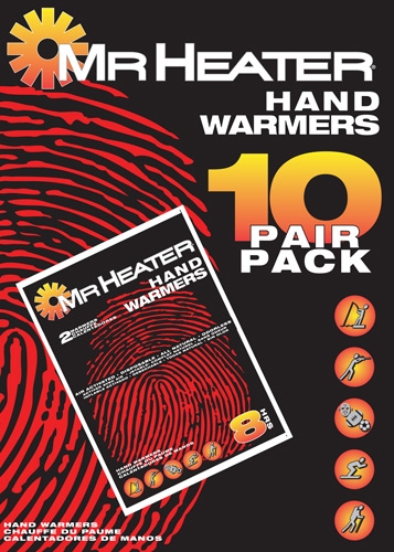 Mr. Heater hand warmers, 10 pair pack.
