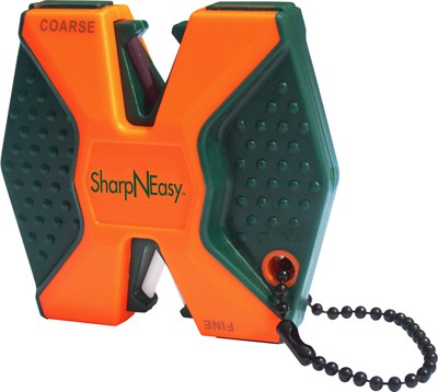 SharpNEasy knife sharpener with coarse and fine sides.