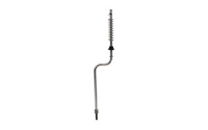 Metal strut with spring, for automotive suspension.