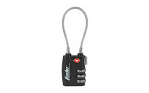 Black combination luggage lock with cable