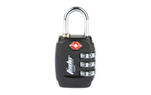 Black combination padlock with three dials