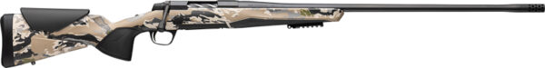Camouflage hunting rifle with long barrel
