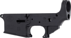 AR-15 lower receiver, black, side view