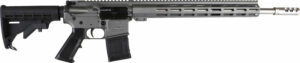AR-style rifle with black and silver finish