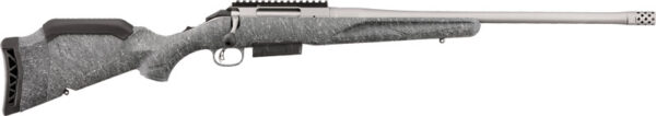 Gray hunting rifle with a textured stock.