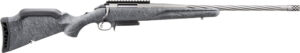 Bolt-action rifle with textured stock and spiral barrel