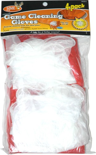 Four-pack of game cleaning gloves in packaging.