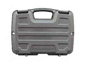 Gray plastic carrying case with handle