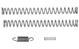Assorted metal springs in various sizes displayed.