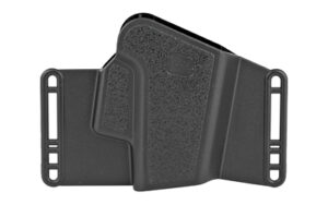 Black gun holster with belt slots