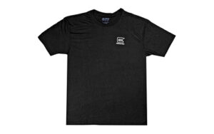 Black t-shirt with small front logo
