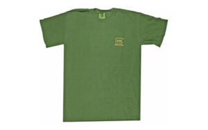 Green T-shirt with yellow logo design