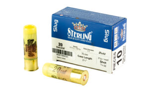 Sterling 20 gauge slug ammunition box and shells.