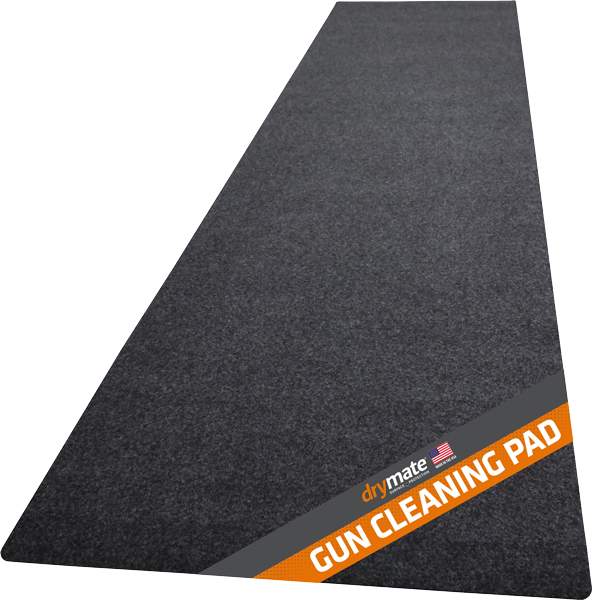 Drymate gun cleaning pad, dark gray surface.