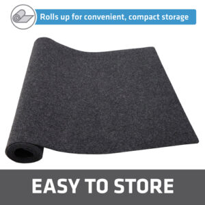 Black roll-up mat for easy storage.