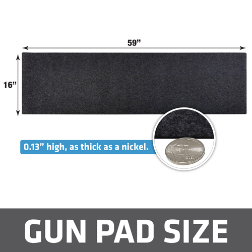 Gun pad size dimensions and thickness illustration.