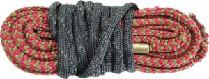 Colorful climbing rope coiled neatly with black strap.