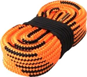 Orange and black braided rope, coiled neatly.